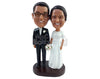 Custom Bobblehead Nice vintage dressed couple with a bouquet in hands - Wedding & Couples Bride & Groom Personalized Bobblehead & Action Figure