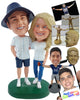 Custom Bobblehead Baseball fans wearing the teams jerseys  with shorts and pants - Wedding & Couples Couple Personalized Bobblehead & Action Figure
