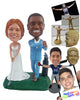 Custom Bobblehead Golf lovers couple playing their favorite sport on their wedding day - Wedding & Couples Bride & Groom Personalized Bobblehead & Action Figure