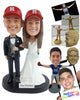 Custom Bobblehead Happy ever after wedding couple wearing nice long dress and suit vest and tie on the Groom - Wedding & Couples Couple Personalized Bobblehead & Action Figure