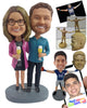 Custom Bobblehead Cheery couple toasting for a happier life togetherwearing nice outfit - Wedding & Couples Couple Personalized Bobblehead & Action Figure