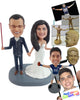 Custom Bobblehead Movies fan couple marryrring with their laser swords in hand - Wedding & Couples Bride & Groom Personalized Bobblehead & Action Figure
