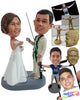 Custom Bobblehead Happy fishing couple toating on their big day with a fishng rod - Wedding & Couples Bride & Groom Personalized Bobblehead & Action Figure