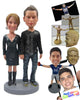 Custom Bobblehead Cool Couple In Stylish Casual Outfit - Wedding & Couples Couple Personalized Bobblehead & Cake Topper