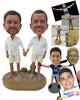 Custom Bobblehead Male couple  holding hands on the beach wearing shirts and shorts - Wedding & Couples Same Sex Personalized Bobblehead & Action Figure