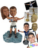 Custom Bobblehead Water Skii Couple having good time on the waves wearing swimsuits dude carrying girl - Wedding & Couples Couple Personalized Bobblehead & Action Figure