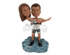 Custom Bobblehead Water Skii Couple having good time on the waves wearing swimsuits dude carrying girl - Wedding & Couples Couple Personalized Bobblehead & Action Figure