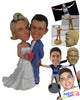 Custom Bobblehead Nice wedding couple hugging wearing nice dress and holding a bouquet - Wedding & Couples Bride & Groom Personalized Bobblehead & Action Figure