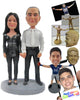 Custom Bobblehead Couple Holding Hands Wearing Classy Formal Attire - Wedding & Couples Couple Personalized Bobblehead & Cake Topper