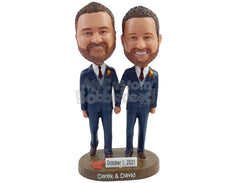 Custom Bobblehead Same Sex Gay Wedding Couple Ready To Live Their Life Together, Same Sex Couple - Wedding & Couples Same Sex Personalized Bobblehead & Cake Topper