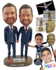 Custom Bobblehead Happy loving gay couple holding hands and wearing the same nice suits - Wedding & Couples Same Sex Personalized Bobblehead & Action Figure