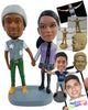 Custom Bobblehead Very fashionable couple wearing trendy outfit and holding hands - Wedding & Couples Couple Personalized Bobblehead & Action Figure