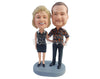 Custom Bobblehead Casual trendy couple wearng nice vintage clothe with hand inside pocket - Wedding & Couples Couple Personalized Bobblehead & Action Figure