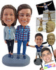 Custom Bobblehead Good looking couple holding hands and wearing nice shirts and same shoes - Wedding & Couples Couple Personalized Bobblehead & Action Figure