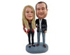 Custom Bobblehead Elegant good looking coulple wearing nice suits with hands on the hips - Wedding & Couples Couple Personalized Bobblehead & Action Figure
