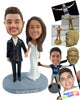 Custom Bobblehead Young wedding couple wearing gougeous wedding outfits holding hands - Wedding & Couples Couple Personalized Bobblehead & Action Figure