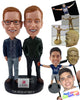 Custom Bobblehead Geek looking partners wearing nice shirts and shoes - Wedding & Couples Same Sex Personalized Bobblehead & Action Figure