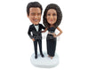 Custom Bobblehead Gorgeous couple wearing beautiful dance suit and outfit ready for a night out - Wedding & Couples Couple Personalized Bobblehead & Action Figure