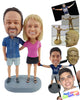 Custom Bobblehead Loving couple wearing nice casual shirts and shorts and skirt - Wedding & Couples Couple Personalized Bobblehead & Action Figure