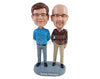 Custom Bobblehead Dad and son wearing nice special clothing  with hands insde pocket - Wedding & Couples Couple Personalized Bobblehead & Action Figure