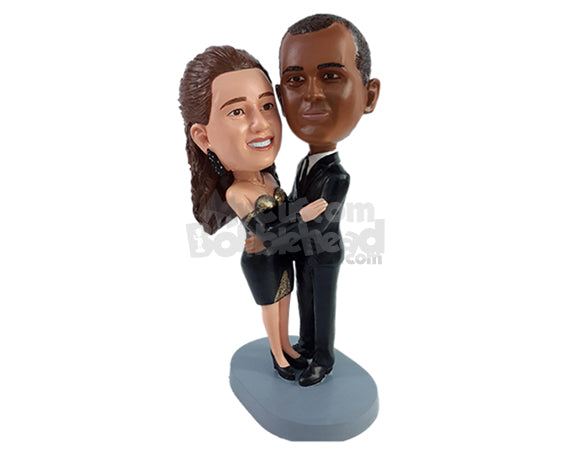Custom Bobblehead Elegant couple having a nice dance together wearing nice fance clothe - Wedding & Couples Couple Personalized Bobblehead & Action Figure