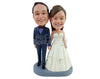 Custom Bobblehead Fancy looking wedding couple wearing gorgeous dress and suit - Wedding & Couples Couple Personalized Bobblehead & Action Figure