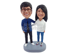 Custom Bobblehead Casual game fans wearing nice jackets and cool shoes - Wedding & Couples Couple Personalized Bobblehead & Action Figure