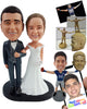 Custom Bobblehead Classy wedding couple ready say the words with the briding holding the bouquet - Wedding & Couples Couple Personalized Bobblehead & Action Figure