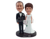 Custom Bobblehead Nice looking bride and groom with nice dress and suit - Wedding & Couples Couple Personalized Bobblehead & Action Figure