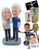 Custom Bobblehead Old couple hugging each other wearing nice shirts and shes - Wedding & Couples Couple Personalized Bobblehead & Action Figure