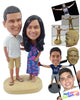 Custom Bobblehead HAppy couple on vacation wearing beach shirt and dress - Wedding & Couples Couple Personalized Bobblehead & Action Figure