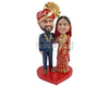 Custom Bobblehead Traditional looking couple wearing nice suit and sari with nice jewelry on - Wedding & Couples Couple Personalized Bobblehead & Action Figure