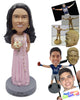 Custom Bobblehead Bridesmaid wearing a nice sari  dress and holding a flower - Wedding & Couples Bridesmaids Personalized Bobblehead & Action Figure