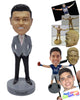 Custom Bobblehead Good looking bestman in a nice suit and hands inside pckets - Wedding & Couples Groomsman & Best Men Personalized Bobblehead & Action Figure