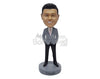 Custom Bobblehead Good looking bestman in a nice suit and hands inside pckets - Wedding & Couples Groomsman & Best Men Personalized Bobblehead & Action Figure