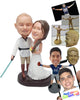 Custom Bobblehead Cool looking couple wearing nice space suit with a laser sword and beautiful dress - Wedding & Couples Couple Personalized Bobblehead & Action Figure