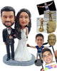 Custom Bobblehead Classy couple wearring nice suit and dress with a bouquet - Wedding & Couples Couple Personalized Bobblehead & Action Figure