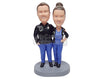 Custom Bobblehead Doctor couple wearing medical outfits and jackets - Wedding & Couples Couple Personalized Bobblehead & Action Figure