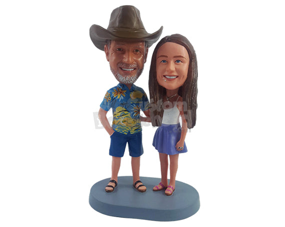 Custom Bobblehead Vocational couple wearing beach outfits and sandals - Wedding & Couples Couple Personalized Bobblehead & Action Figure