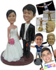 Custom Bobblehead Wedding Couple Holding Hands Wearing Bridal Attire - Wedding & Couples Bride & Groom Personalized Bobblehead & Cake Topper