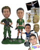 Custom Bobblehead Jungle Army Couple In Their Uniform With Guns In Hand - Wedding & Couples Couple Personalized Bobblehead & Cake Topper