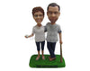 Custom Bobblehead Baseball Loving Couple In Baseball Outfits With Bat And Ball In Hand - Wedding & Couples Couple Personalized Bobblehead & Cake Topper