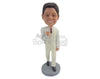 Custom Bobblehead Stylish Groom Wearing Formal Attire With His Jacket Over His Shoulder - Wedding & Couples Grooms Personalized Bobblehead & Cake Topper