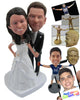 Custom Bobblehead Bride And Groom In Their Wedding Attire Ready For Photo Shoot - Wedding & Couples Bride & Groom Personalized Bobblehead & Cake Topper