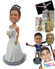 Custom Bobblehead Beautiful Bride In Gorgeous Gown Holding A Bouquet - Wedding & Couples Brides Personalized Bobblehead & Cake Topper