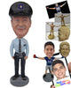 Custom Bobblehead Police Officer In Shirt And Tie With Heavy Boots - Careers & Professionals Arm Forces Personalized Bobblehead & Cake Topper