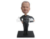 Custom Bobblehead Neighborhood Police Officer Holding A Helmet - Careers & Professionals Arm Forces Personalized Bobblehead & Cake Topper