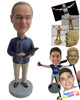 Custom Bobblehead Computer Nerd Holding A Keyboard - Careers & Professionals Casual Males Personalized Bobblehead & Cake Topper