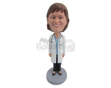 Custom Bobblehead Gorgeous Female Doctor Wearing A Lab Coat In High Heels - Careers & Professionals Medical Doctors Personalized Bobblehead & Cake Topper