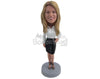 Custom Bobblehead Gorgeous Corporate Woman In Trendy Shirt And Skirt - Careers & Professionals Corporate & Executives Personalized Bobblehead & Cake Topper